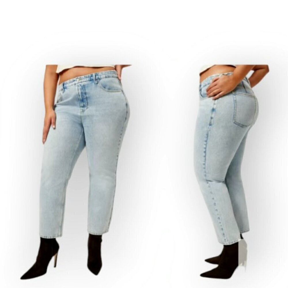 Good American Good Heritage Light Wash Cropped Jeans Size 15 Mid Rise Straight - Picture 2 of 13